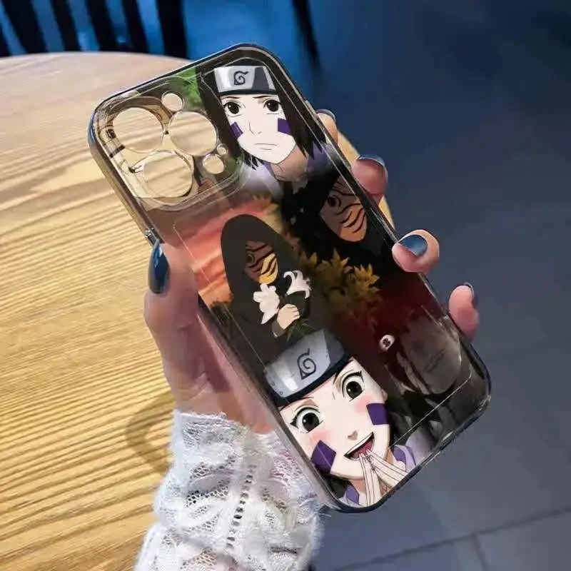 NARUTO Uchiha Obito funda de teléfono para Apple iPhone 16 15 14 13 12 11 17 Pro Max Plus mini Air Nohara Rin Naruto cubierta transparente