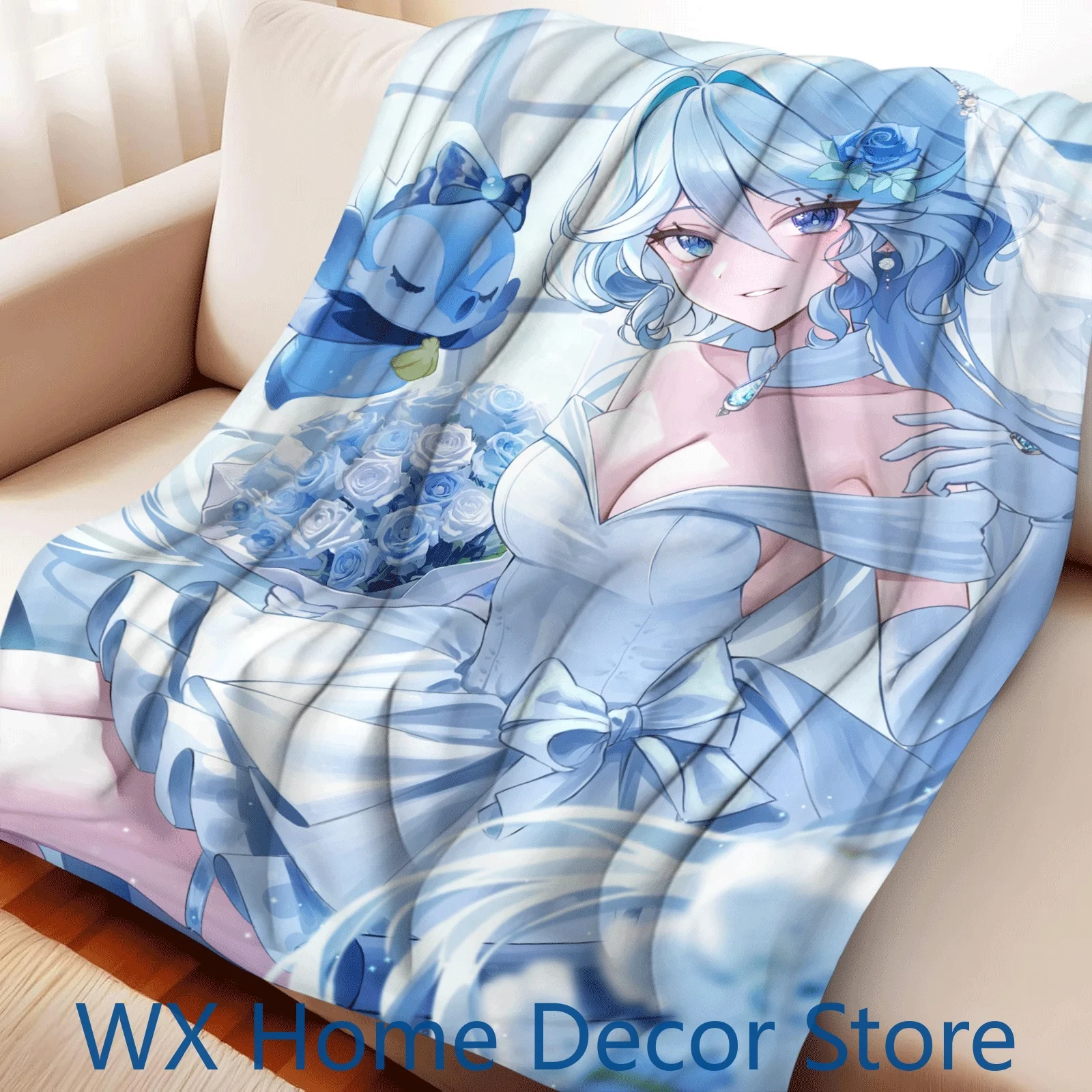 Exclusive Genshin Impact Furina Plush Blanket (150x200cm)  Hyper Warm Hydro Themed Gift for Anime Fans