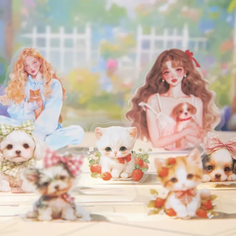 

Упаковка из 15 шт., серия Her Pet, девчачьи наклейки для домашних животных, клубника, мяука, лапа, персик, крыша, звезда, речные принадлежности, фон для скрапбукинга, 118*99 мм