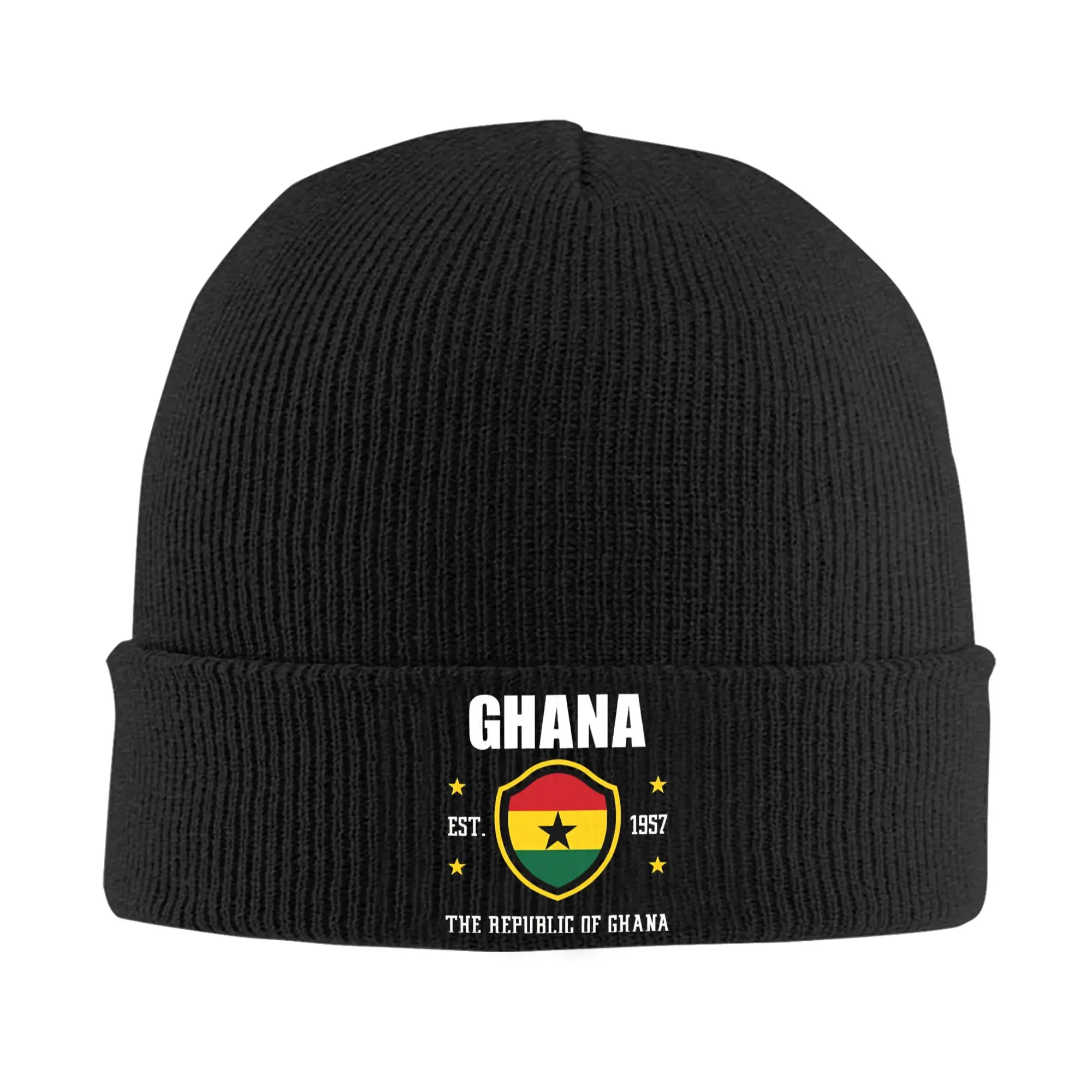 Republic Of Ghana  Ghana Independence Day - Black  Knitted Hat  Beanie Hats Head Wrap Female Male Bonnet Hats Autumn Cool Caps