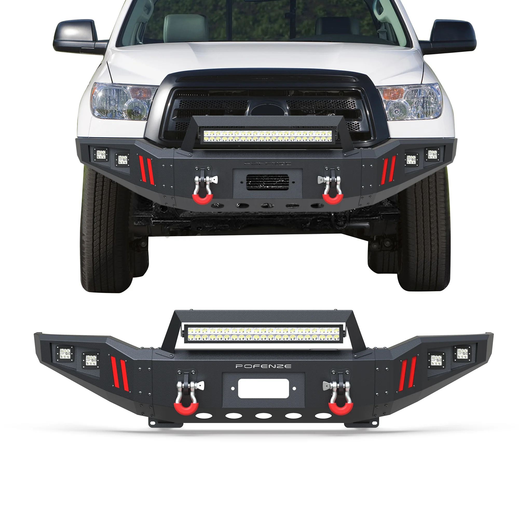 Bumper Bar with Winch Plate for Toyota Tundra 2007-2013 & Sequoia 2008-2021,Textured Black Front Bumper