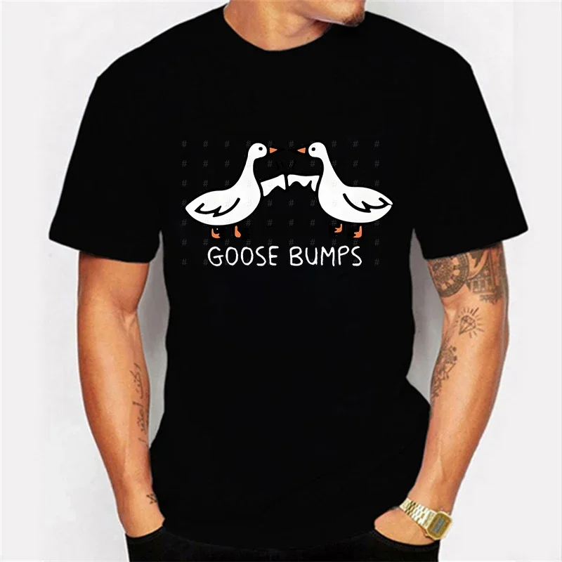 Men Oversized T Shirt Goose Bumps Harajuku Streetwear Tshirts Man 2024 Fashion Casual Loose Clothing Hip Hop Y2K T-shirt Tops