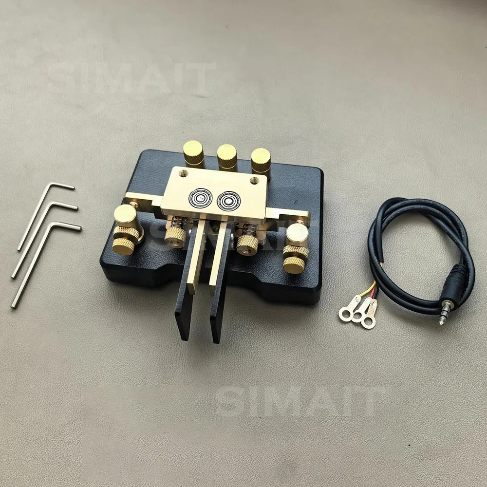 MK-03 Brass CW Morse Code Automatic Key for Ham Radio – Heavy Duty Adjustable Telegraph Key with Pure Silver Contacts