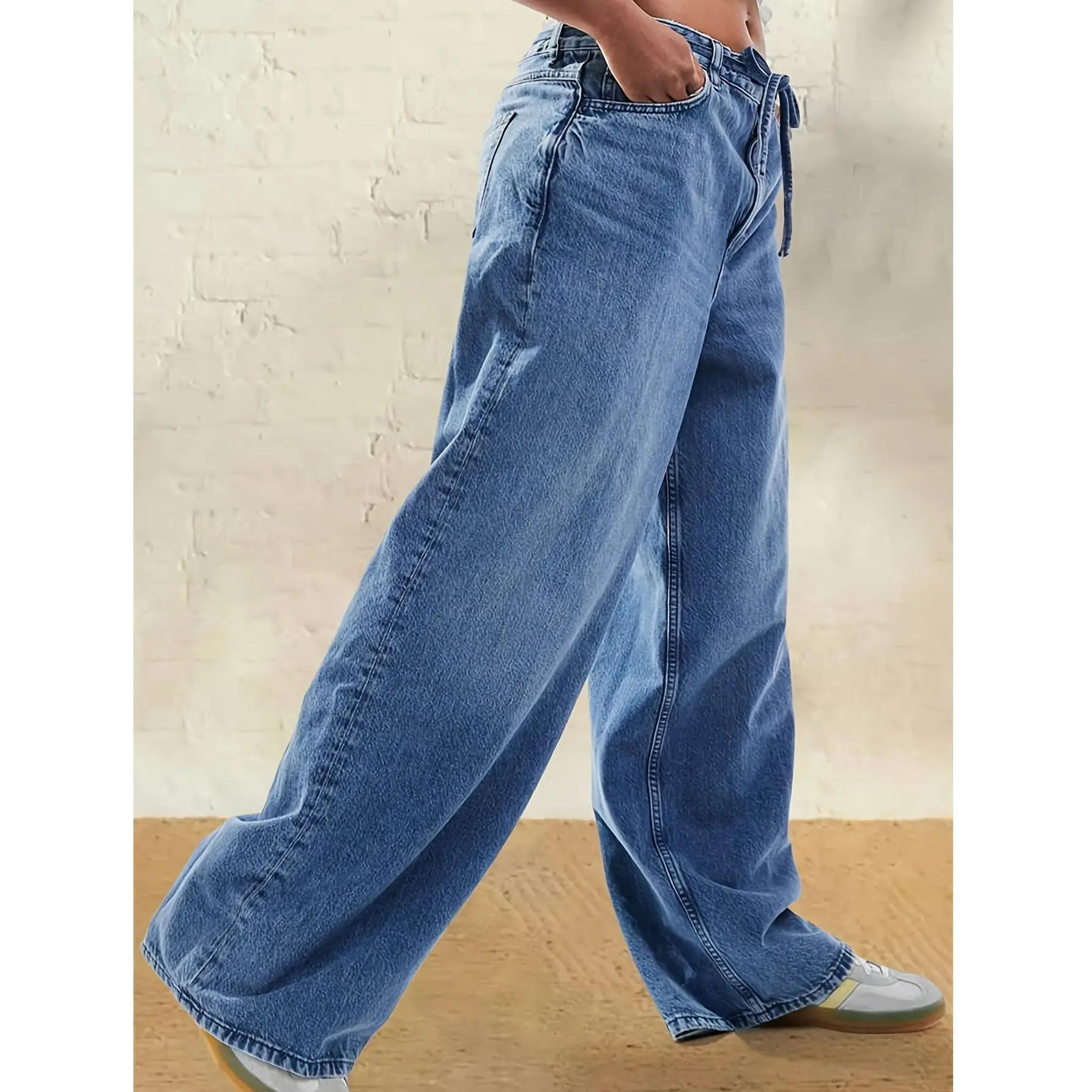 Pantalones vaqueros azules de talla grande 5XL 4XL 3XL 2025, pantalones vaqueros Vintage Y2K de cintura alta, ropa informal recta, pantalones vaqueros holgados de pierna ancha