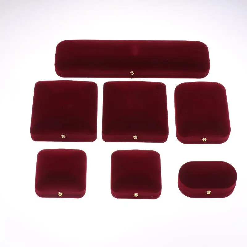 Flocking Gold Buckle Wedding Ring Box Jewelry Box Ring Necklace Earring Bracelet Small Pendant Display Storage Box Packaging Box