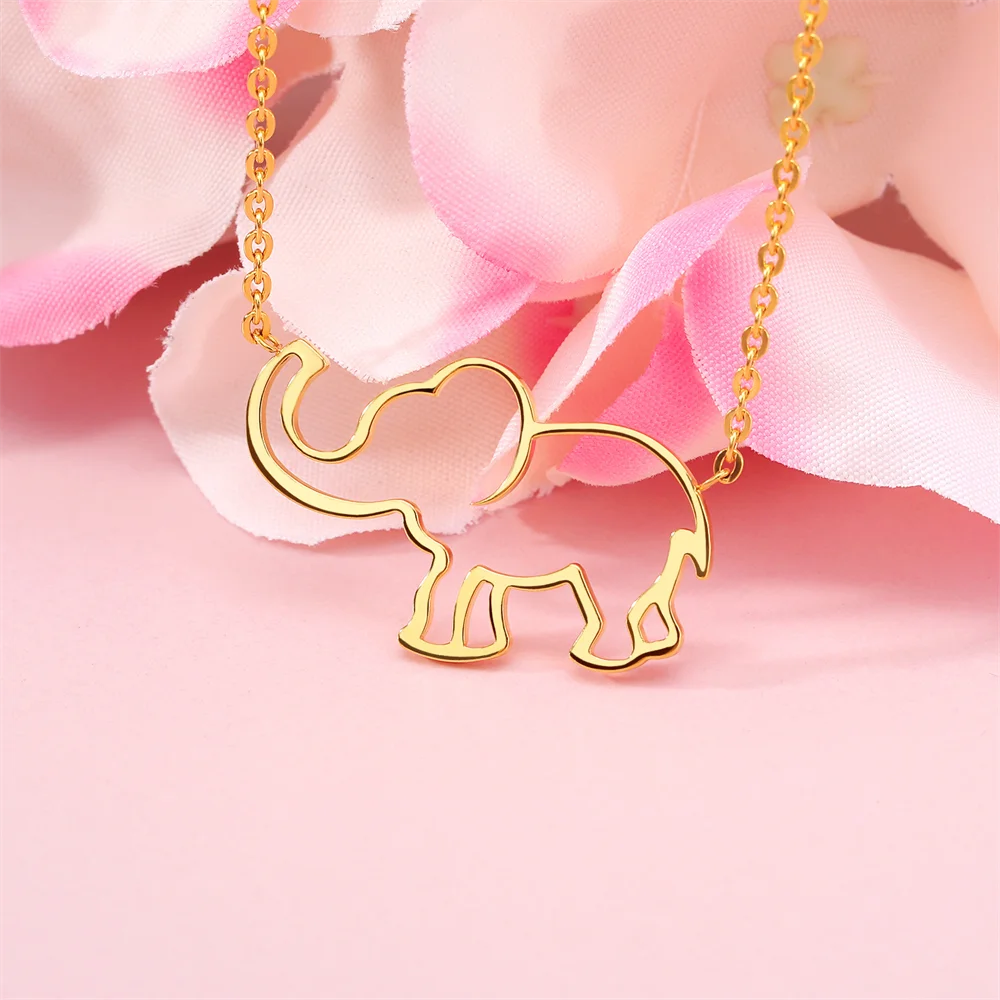 Fashion Necklace For Women Cute Elephant Pendant Party Wedding Necklace Collar Stainless Steel Necklace Jewelry Girls Gift