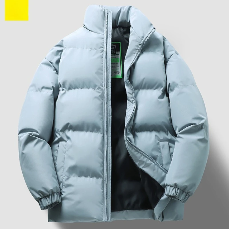 

Зимняя мужская стеганая куртка, уличная однотонная парка с хлопковой подкладкой и воротником-стойкой, мужская верхняя одежда на молнии, пальто, повседневные куртки для хлеба