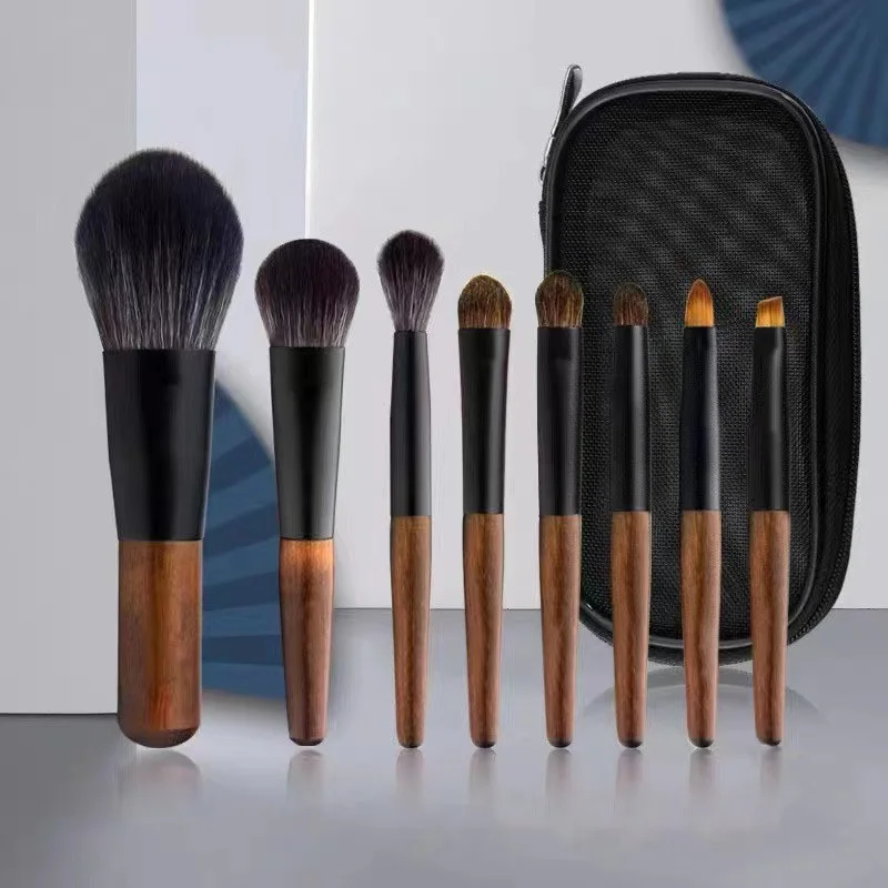 8PCS Mini  portable Makeup Brush Set Animal Hair Cosmetic Brush Powder Foundation Blush Blending Brush eye shadow brush set