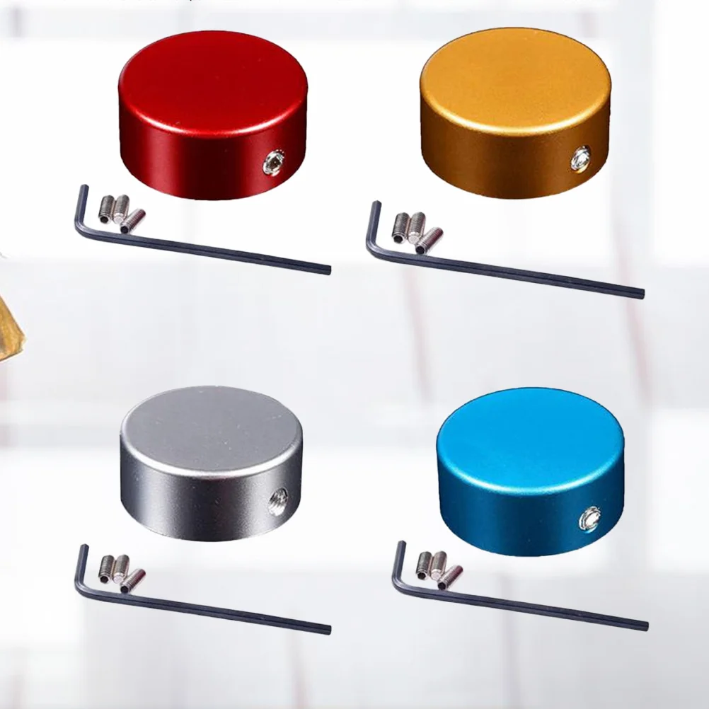 4세트 일렉트릭 기타 풋스위치 캡 알루미늄 합금 고무 매트 보호 페달 톱퍼 네일 커버 블루 골드 와인