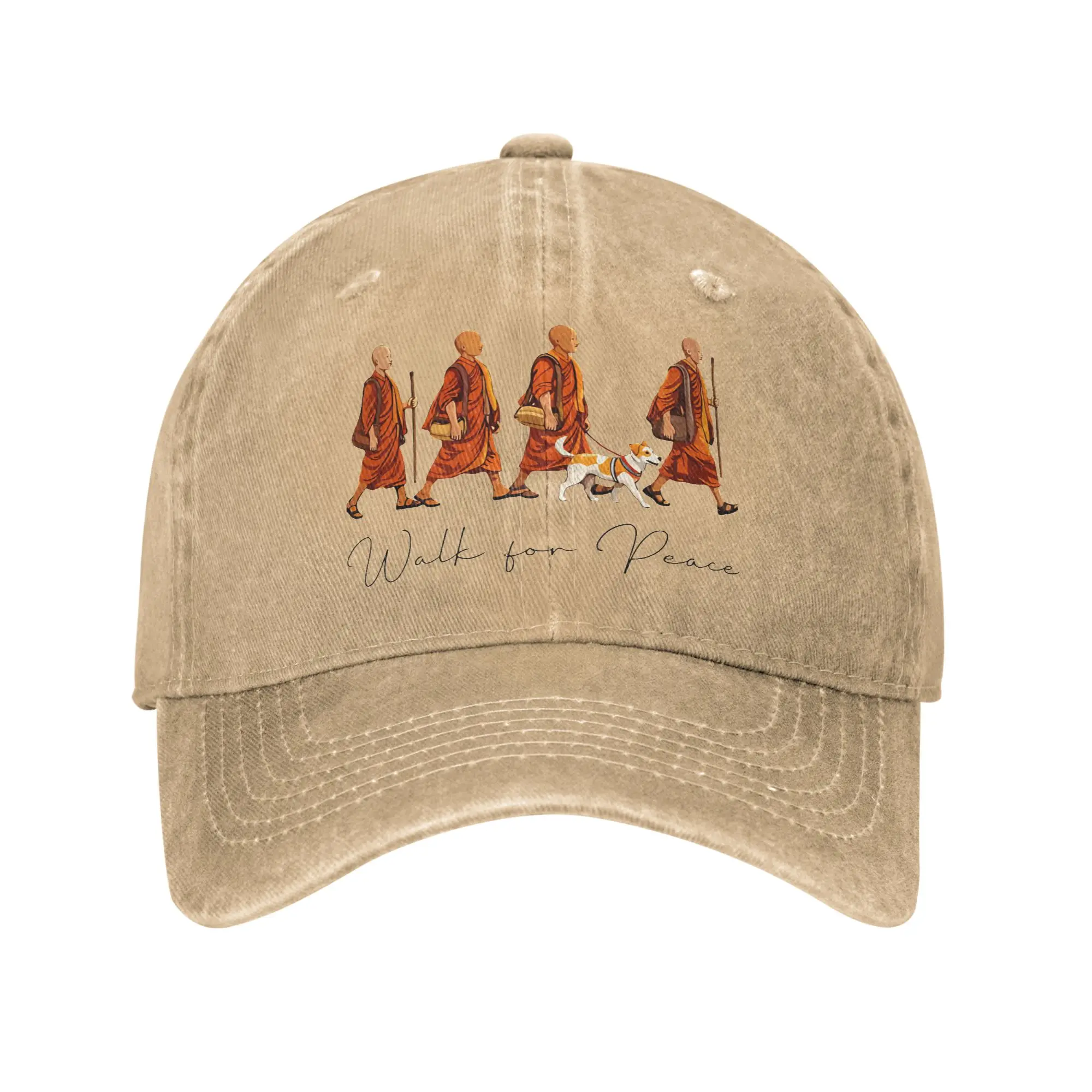 Gorra de béisbol Peace Walking Monks y Aloka Dog Walk for Peace, estilo y2k, divertida, unisex, para adolescentes, tipo trucker, lavada, con protección solar