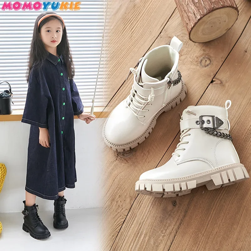 Kids Short Boots Boys Shoes 2023 Autumn Winter New Leather Children Boots Fashion Toddler Girls Boots Soft Bottom Snow Shoes