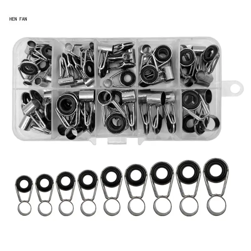 

45Pcs Fishing Rod Tip Repair Kits Fishing Rod Guides Replacement Stainless Steel Ceramic Rings Rod Tip Guide Easy to Use M89D