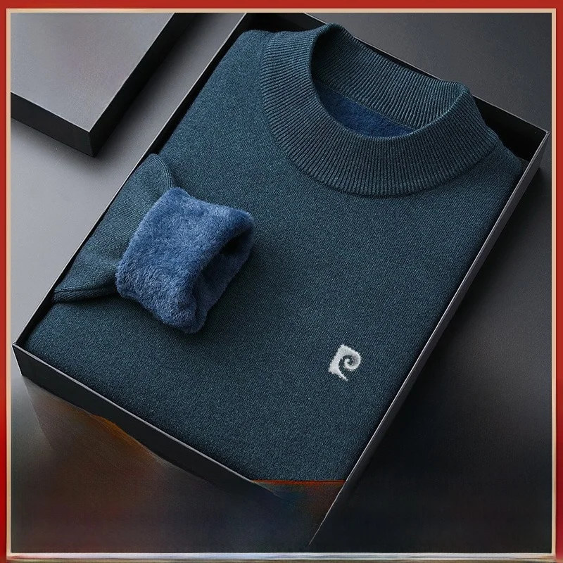 

Мужской люксовый свитер Pierre Cardin: утепленный, теплый, с высоким воротником, из шерстяного трикотажа с флисовой подкладкой, зимний