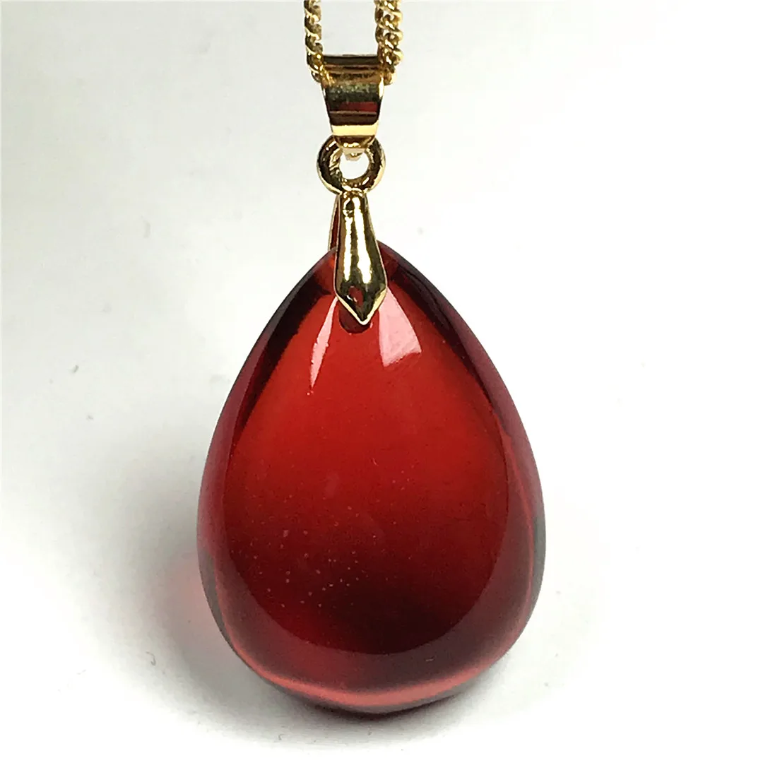 Natural Red Blood Amber Pendant Necklace Jewelry For Woman Man Beauty Healing Gift 23x16x8mm Beads Crystal Silver Stone AAAAA