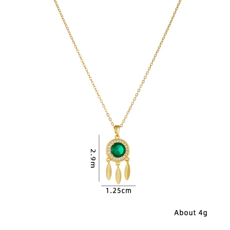 Fashion Dream Catcher Zircon Pendant Necklace Stainless Steel High Grade Geometric Choker Jewelry Party Gifts For Women Girls