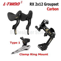 LTWOO RX 2x12 Speed Road 24s Road Groupset 4Kit,Carbon Fiber Shifter+Carbon Fiber Rear Derailleur+Front Derailleur, 34T Cassette