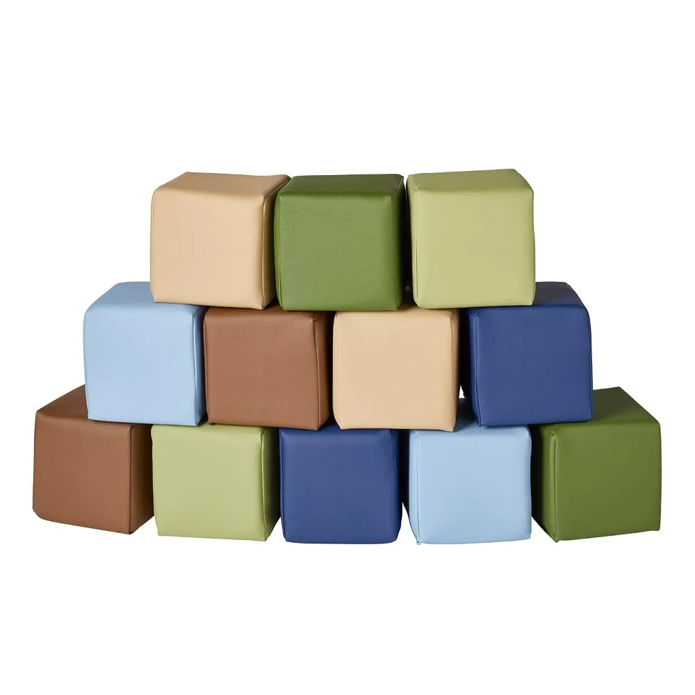 

SoftZone Patchwork Toddler Blocks, Foam Cubes, Earthtone, 12-Piece