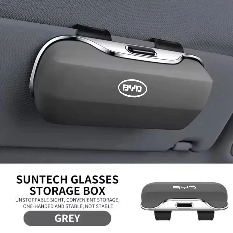 Sun Visor Sunglasses Storage Box For BYD Atto3 Seal Han Tang Dolphin Song Yuan BYD Logo Portable Multifunctional Glasses Holder
