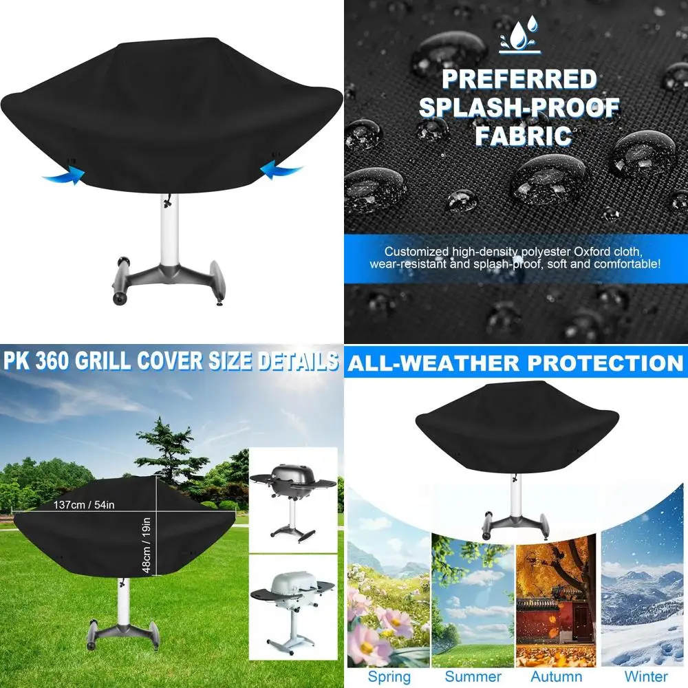 

Durable Outdoor BBQ Grill Cover, Weatherproof Protection for Smoker, Black