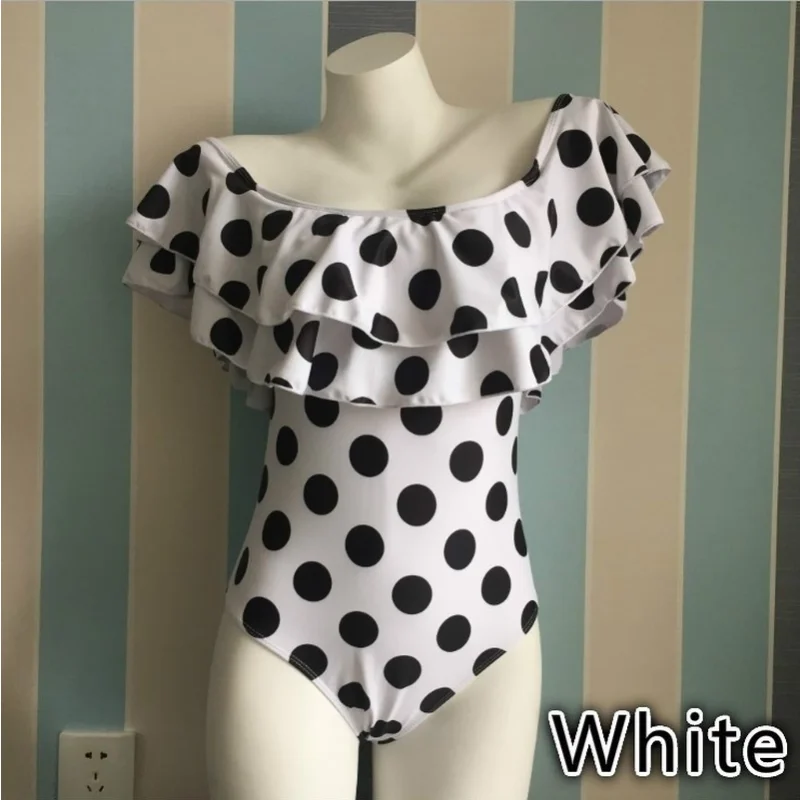 Bañador de lunares de un hombro para mujer, traje de baño de una pieza, traje de baño Sexy, traje de baño con almohadilla de realce, monokini