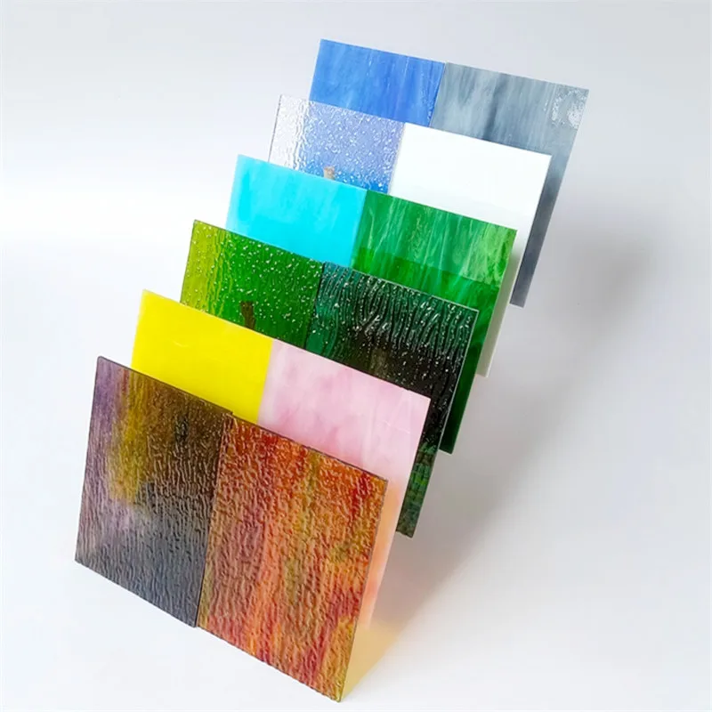 

12pcs 4X6in Rainbow color Transparent stained glass sheets diy mosaic tile glassstained glass supplies crafts and art supplies
