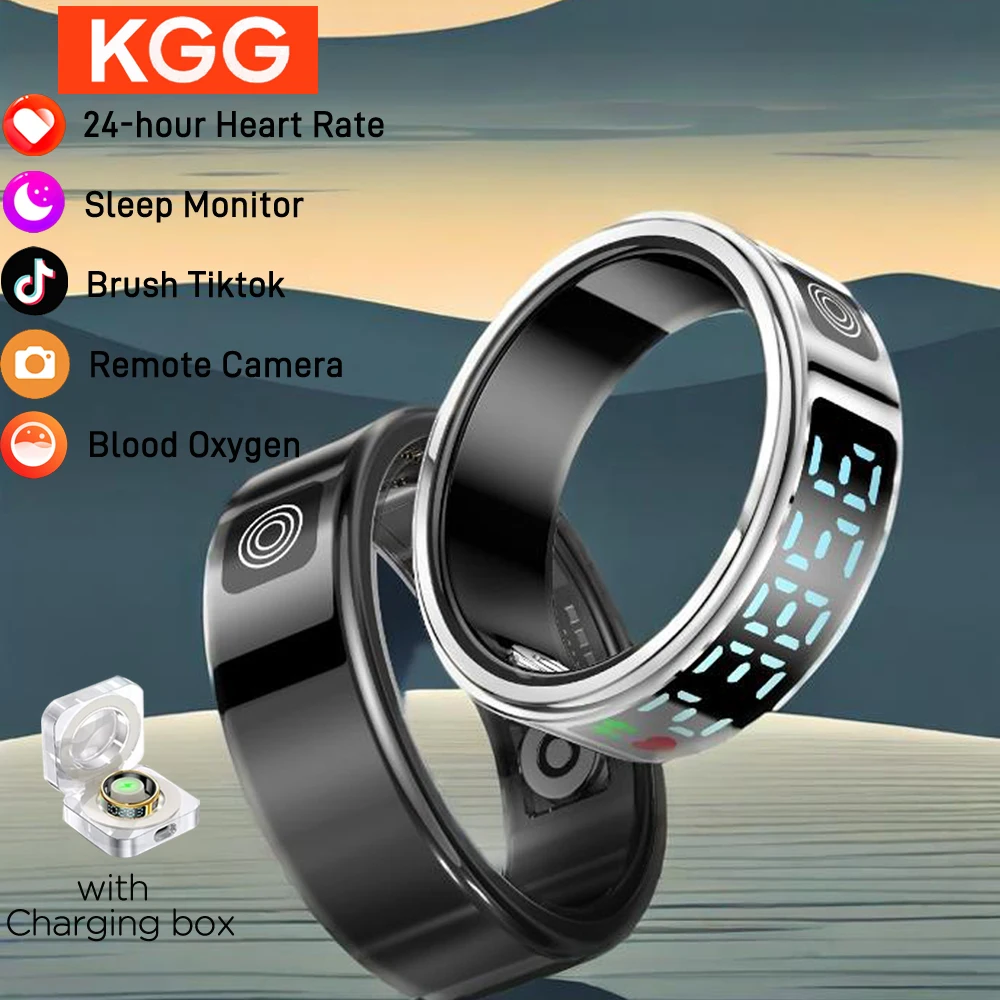 

SR08 Смарт-кольцо для мужчин и женщин, светодиодный экран, Bluetooth, мониторинг сердечного ритма, кислорода в крови, мультиспортивный режим, IP68, 5 АТМ, водонепроницаемый