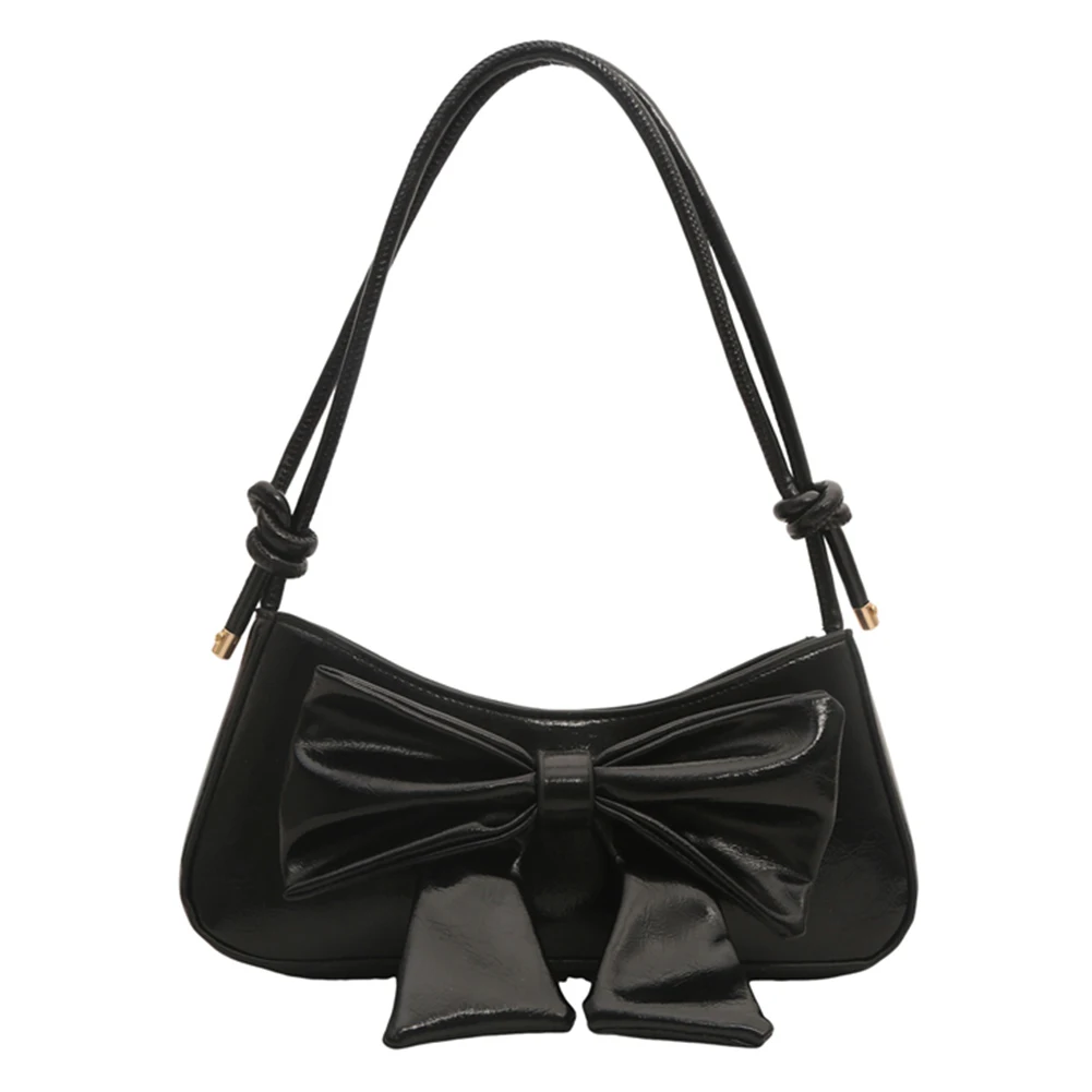 Bolsa doce de couro PU com alça ajustável para mulheres, decoração bonita bowknot, bolsa Y2K, bolsa de embreagem, bolsa crossbody na moda