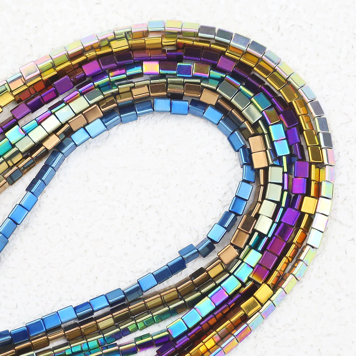 3mm Green Purple Blue Triangular Hematite Stone Spacer Loose Beads For Jewelry Making Diy Bracelet Necklace Accessories Finding