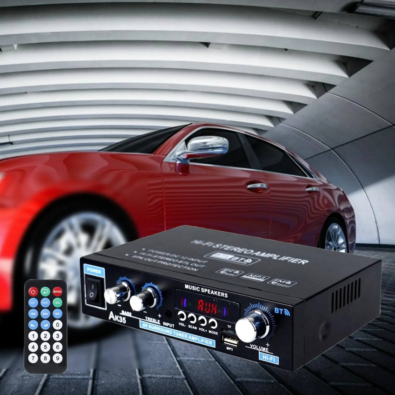 Mini Bluetooth Power Amplifier FM Radio Digital Hi-Fi for Car Home Speakers