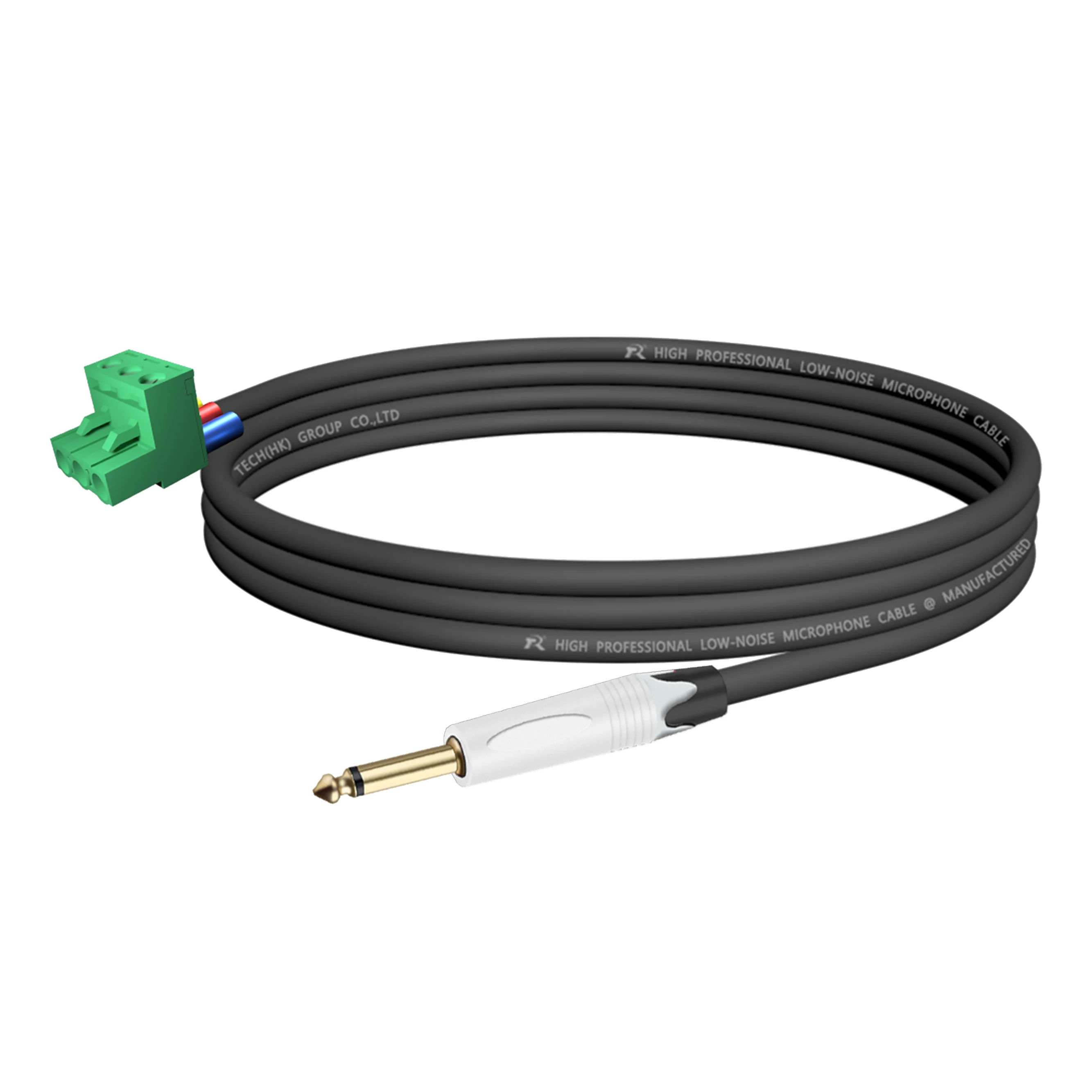 Professionelles 6,35/6,5 mm (1/4 Zoll) TS-Mono-Stecker auf 3-poligen 5,08 mm Phoenix-Stecker-Kabel, symmetrische Audiosignalübertragung – Detail 20