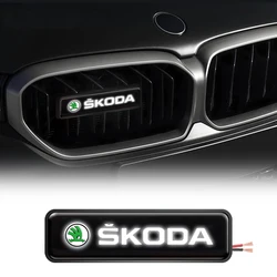 New Car Front Grille Sticker Badge Head Grill Emblem LED Light Emblem For Skoda octavia a5 a4 mk1 fabia superb rapid mk3 yeti