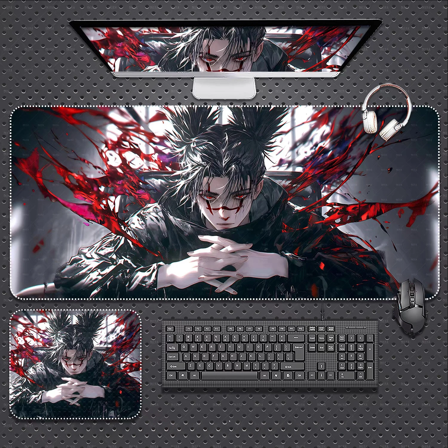 Cool Animation Jujutsu Kaisen Leather Mouse Pad Cartoon Oversized Gojo Satoru Yuji Itadori Game Computer Keyboard Office Deskpad