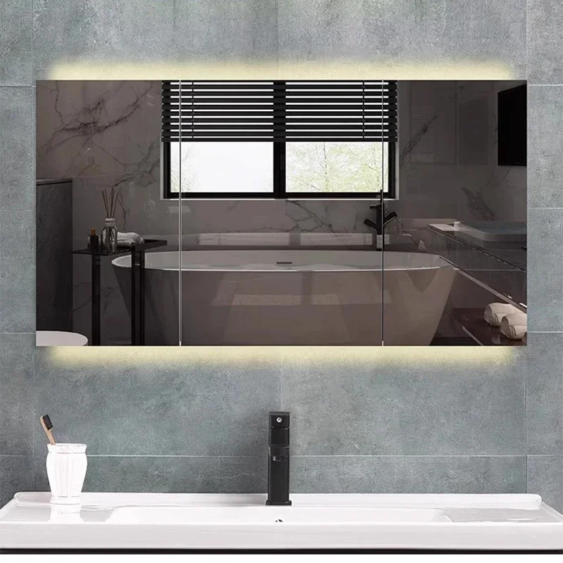 

Smart Bathroom Cabinets Modern Wall-mounted Vanity Bathroom Mirror Cabinet Storage Shelves Simple Furniture