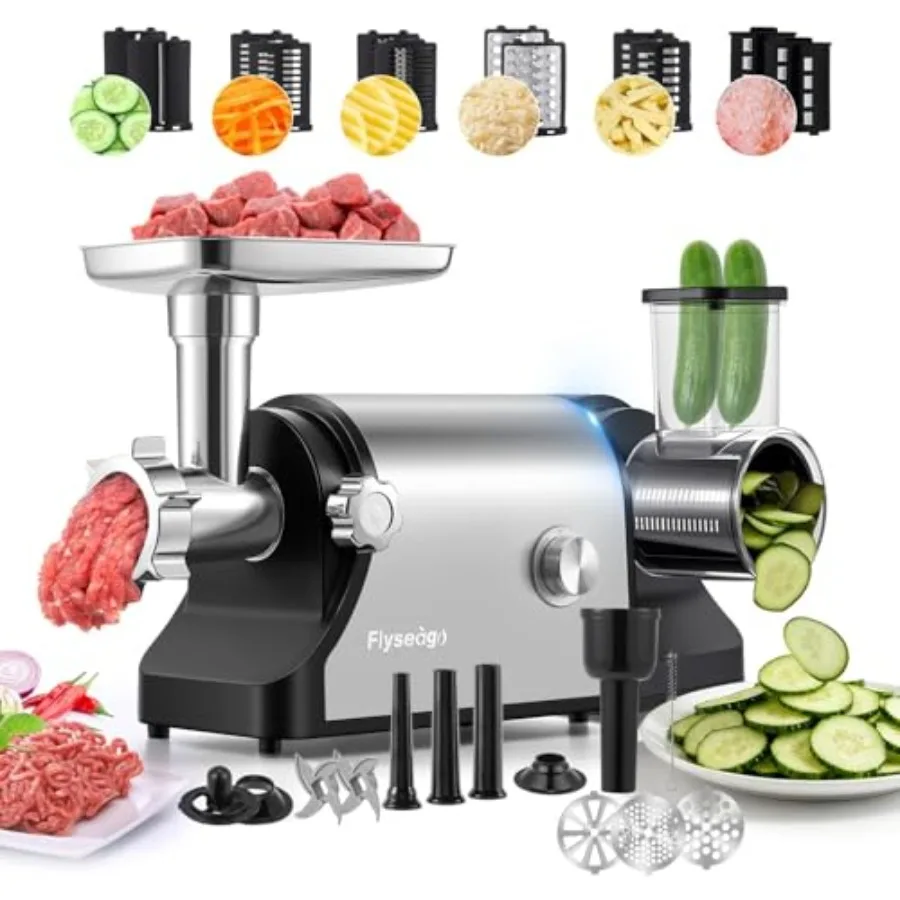 

3200W Heavy Duty Electric Meat Grinder with 2 Blades 3 Plates 3 Sausage Tubes for Meat Veggie Ice Grinding Home Commercial Use
