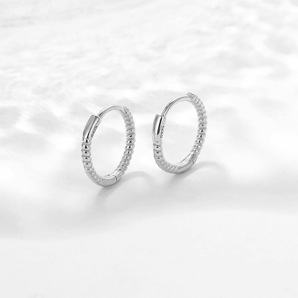 RYJU French Fried Dough Twists Style Vintage Hoop Earrings 925 Sterling Silver Personality Earring Minimalist Fashion Jewelry