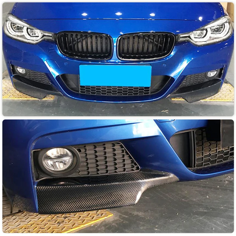 3 Series Carbon Fiber Front Bumper Splitters Lip Flaps for BMW F30 M Sport Sedan 4 Door 2013-2017 325i 328i 335i Splitters FRP