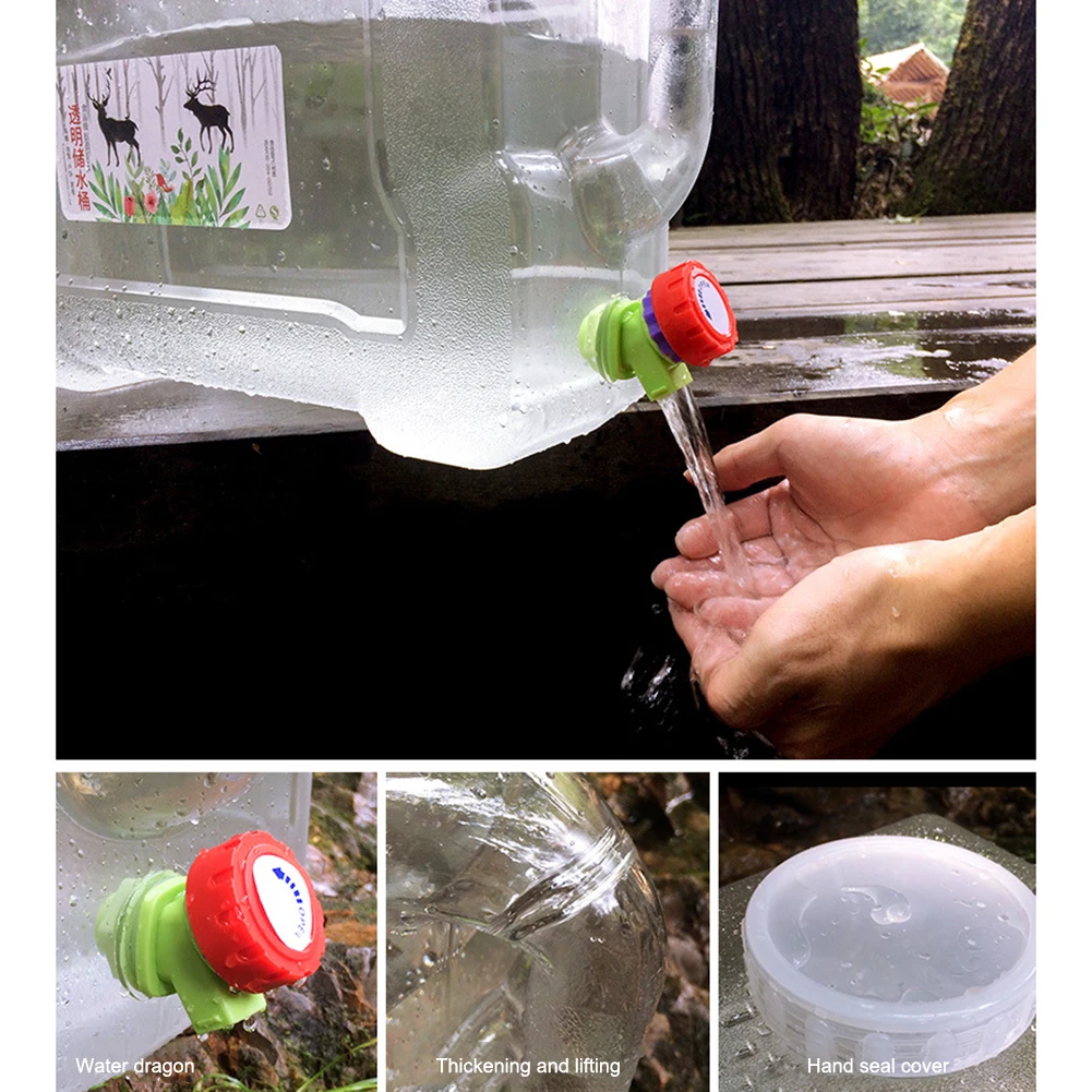10L/15L Outdoor Water Bucket PC with Faucet Camping Car Water Container Portable Water Storage Tank Food Grade for Picnic Travel