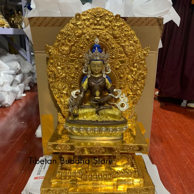 

Copper Gilt Buddha Statue King Kong Base Tibetan Buddha Statue Method Height of the Seat 56cm Boutique Buddha Utensils