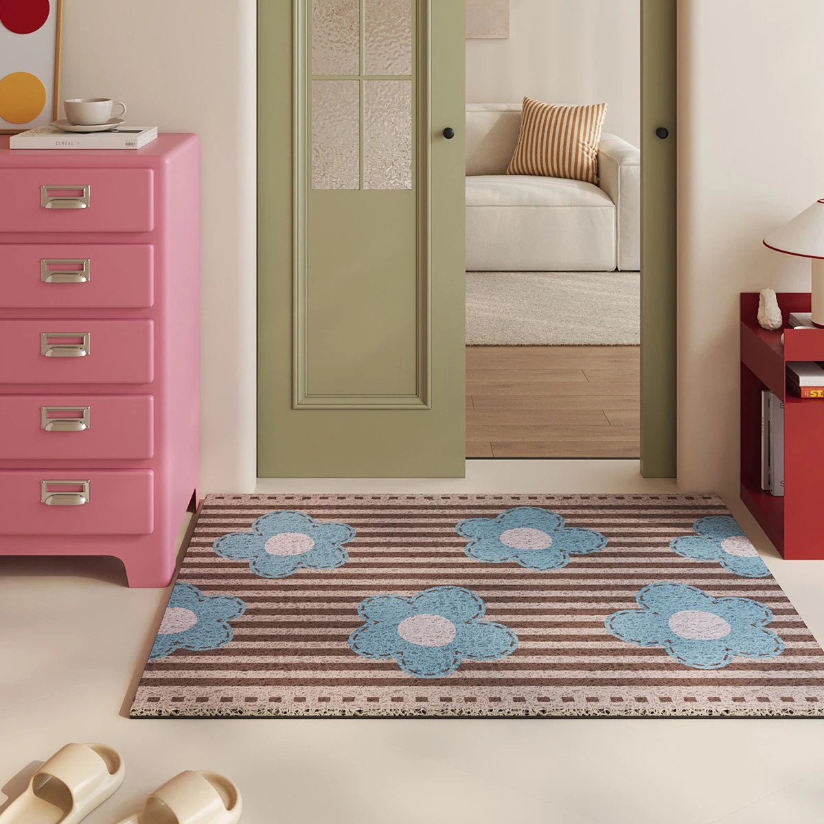 Welcome Rug Entry Door Mats Floral Striped Entrance Doormat Anti-slip and Wear-resistant Carpet Felpudo Puerta Entrada Fussmatte
