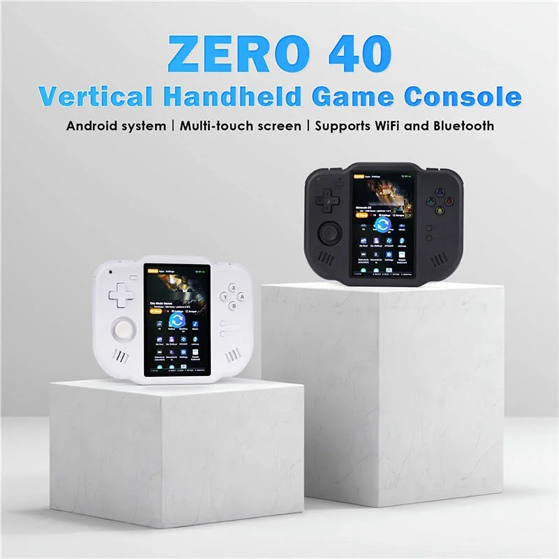 【USB-C Cable】Mini Zero 40 Vertical Retro Handheld Video Game Console 64G 4.0 Inch IPS Touch Screen For Android Portable Game Pla