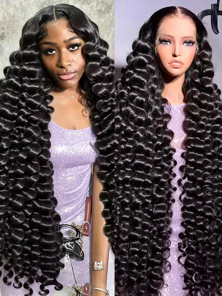 

Премиум-парик из бразильских натуральных волос, 300% высокой плотности, 30-42 дюйма, с глубокими волнистыми завитками, 13x4 13x6, с кружевной передней частью, натуральный цвет