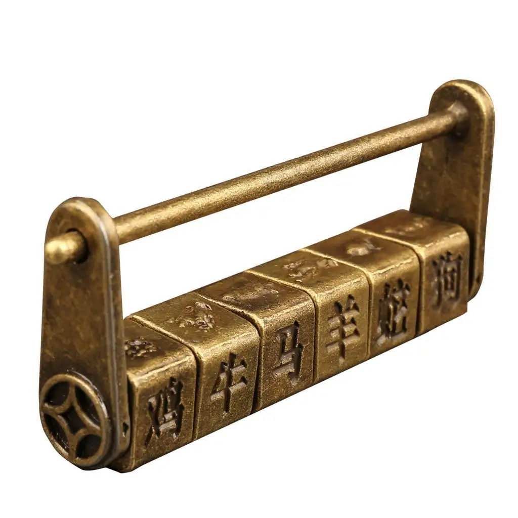 Chinese Zodiac Old Vintage Password Padlock Jewelry Furniture Furniture Door Cabinet