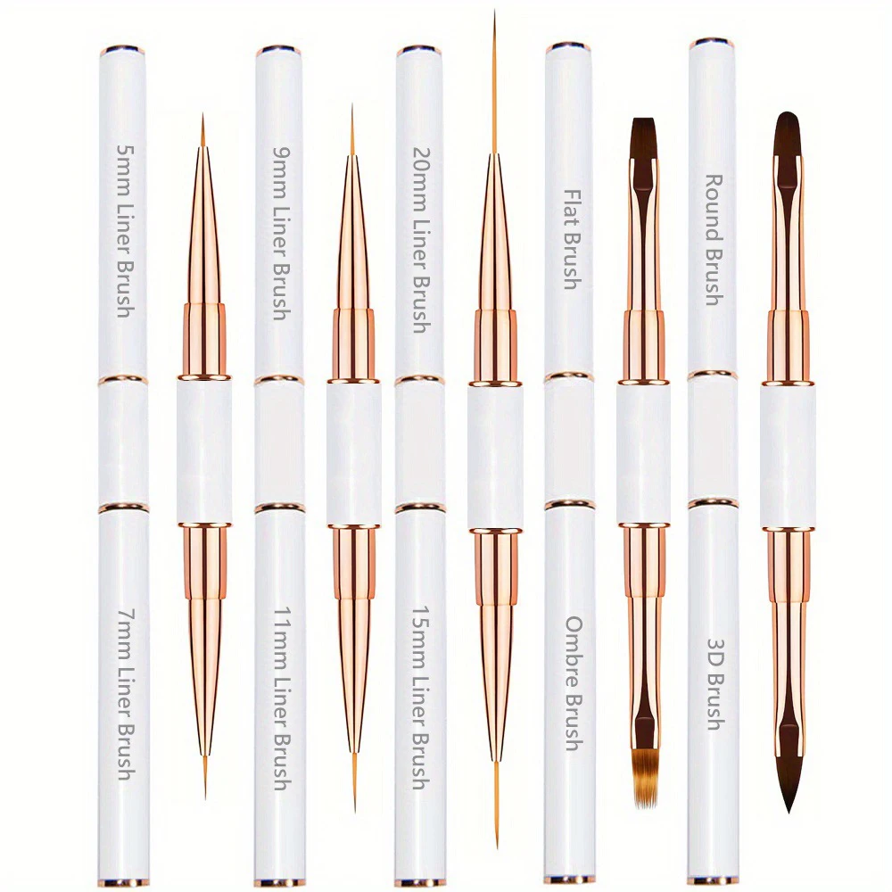 New Nail Art Brush Set, Professional 5-Piece Dual-Ended Acrylic Brushes, Line Puller, Fine Detail Brush, Ideal for Gel, 3D Nail