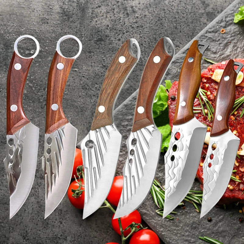 

Kitchen Knives Stainless Steel Boning Knife Butcher Meat Cleaver Vegetable and Fruit Slicing Knife Meat BBQ Knife with Cover