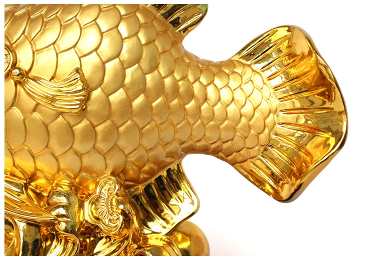 Imagem -03 - Estátua de Tamanho Grande para Home Store Asia Decoração de Escritório Boa Sorte Dragão Dourado Agrowana Peixe Feng Shui 40cm