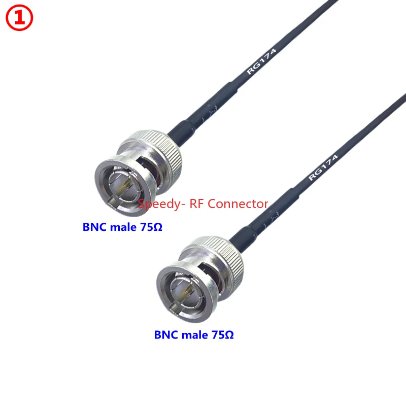 75ohm RG174 Cable Q9 BNC 75ohm To BNC Male Female Connector Right Angle Crimp for RG174 Coax Cable Low Loss Fast Delivery Copper