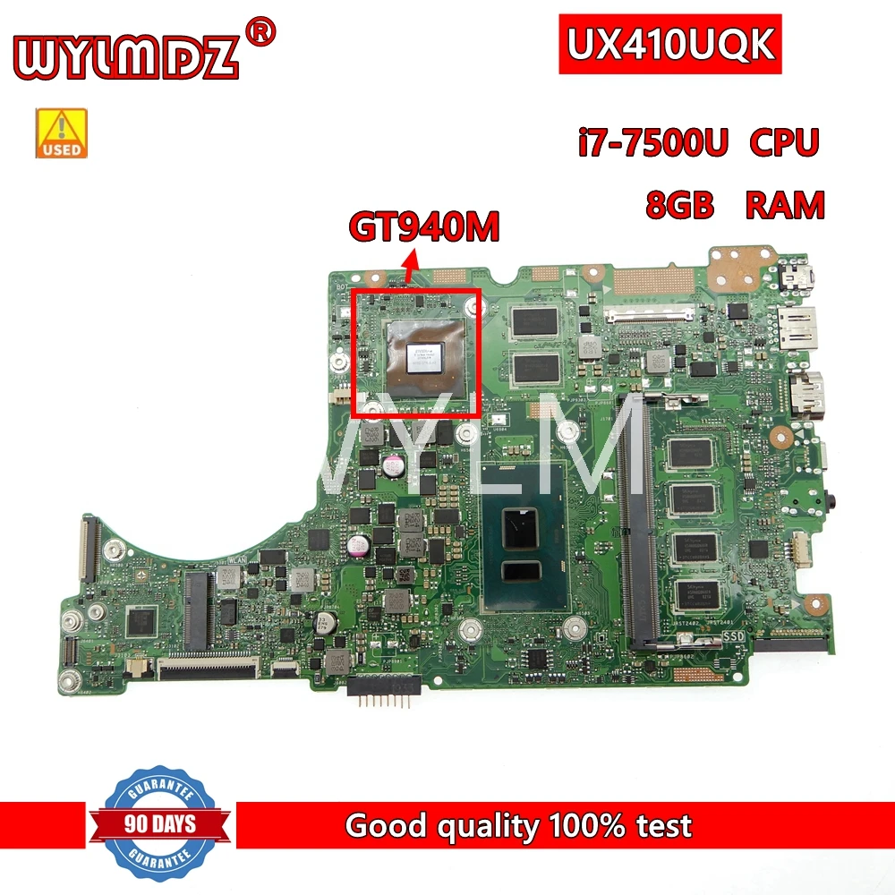 

UX410UQR i7-7500UCPU 8GB RAM GT940M/2G Mainboard For Asus UX410U UX410UV UX410UQ UX410UF Laptop Motherboard 100% Tested