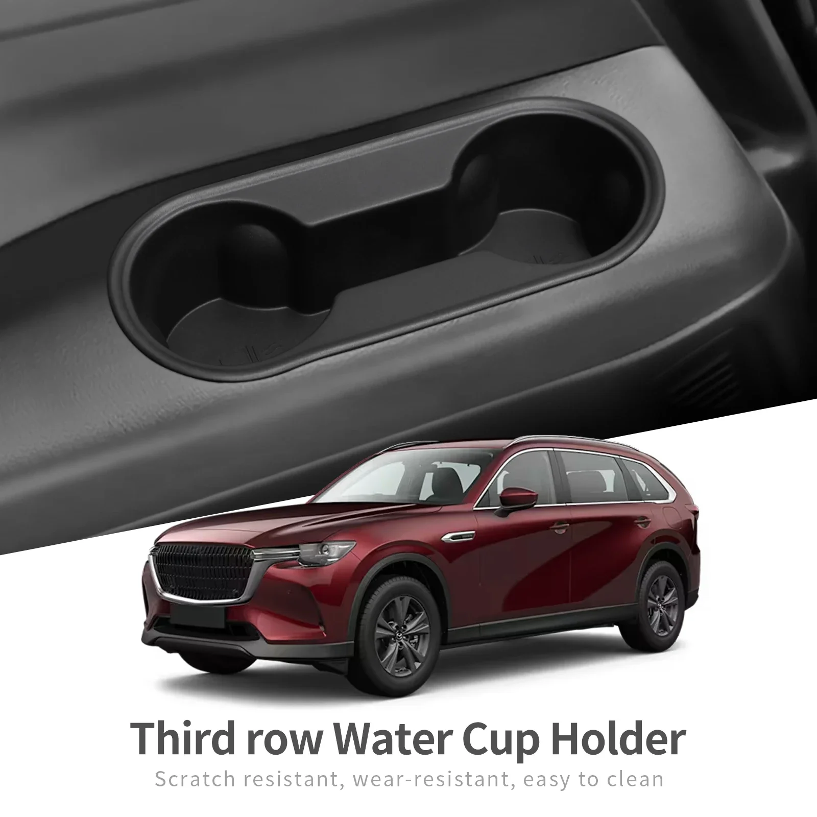 Third Row Cup Holder Storage Tray Shock Absorbing Cup Box TPE Tidying 2PCS For Mazda CX 80