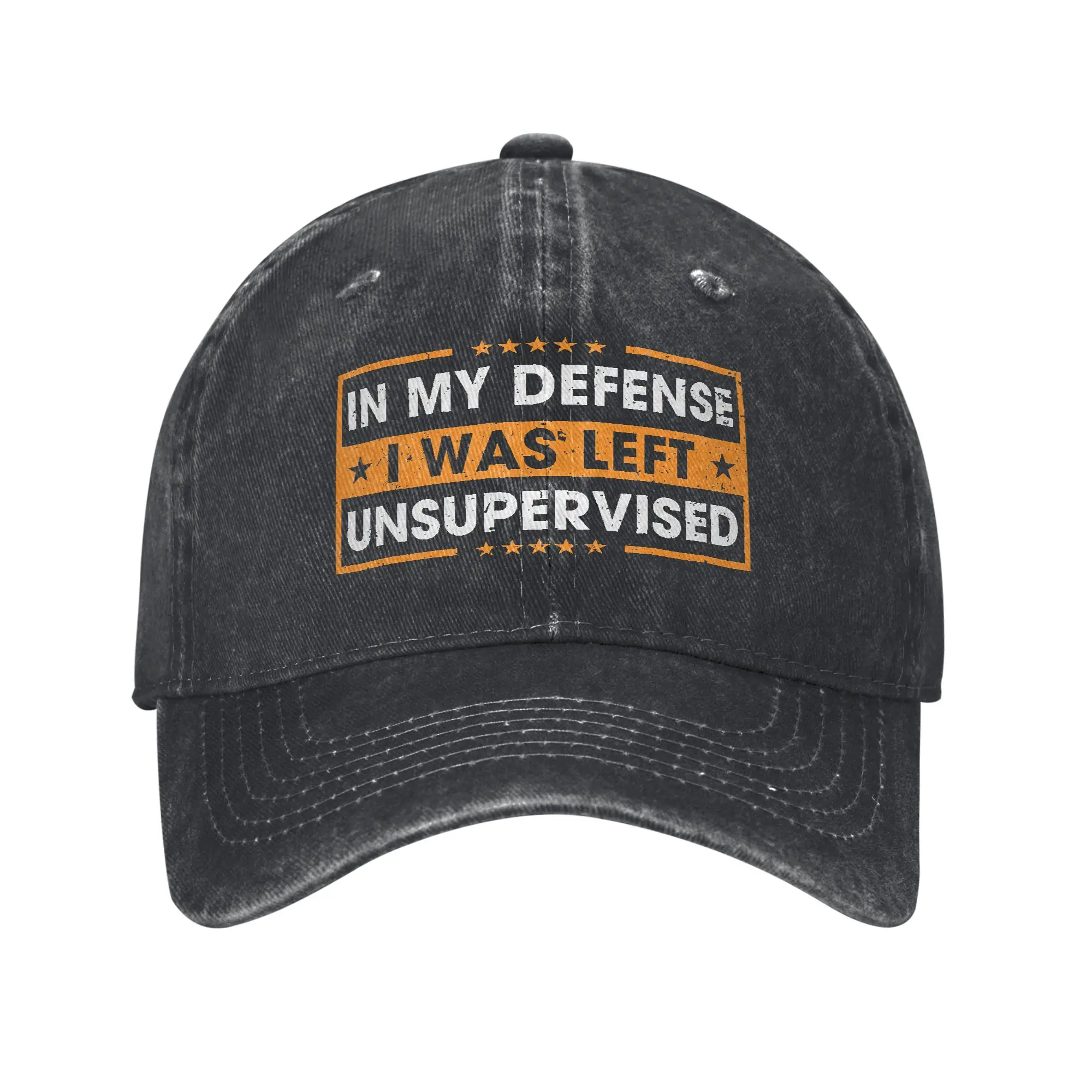 Funny Saying Defense I was Left Unsupervised Unisex Style Baseball Caps Distressed Cotton Hats Vintage Outdoor Gift Snapback Hat