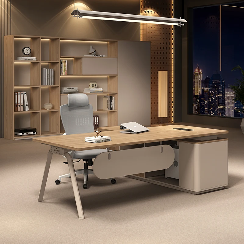 

Strong Big White Executive Office Desk Manager Brown Drawers Standing Office Desks Modern Large Mesa Escriotorio Furniture